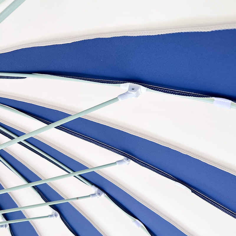 Синий и белый лоскутный зонт-пагода высотой 2,5 м